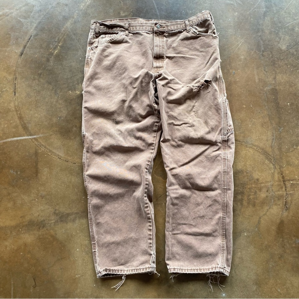 VTG Y2K Dickies Distressed Faded Brown Carpenter Work Pants